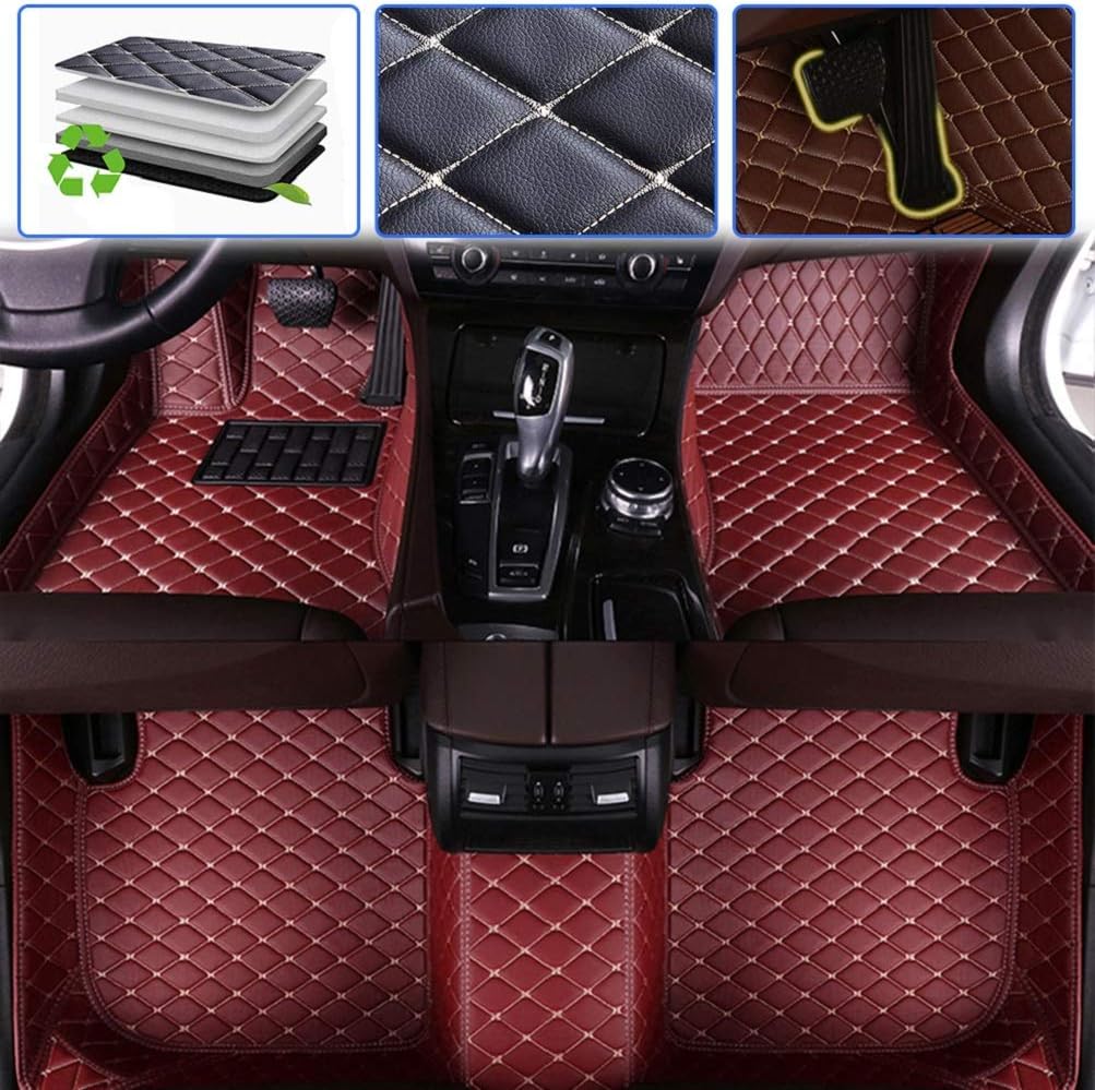 Beige Leather Car Floor Mats Front & Rear Set J834