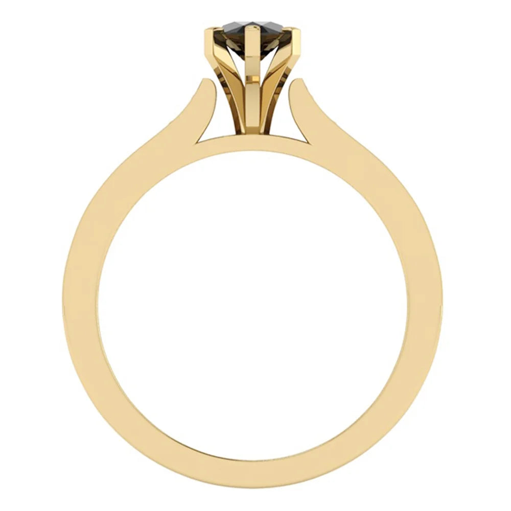 Marquise Cut Black Diamond Engagement Ring 14K Gold Q63974