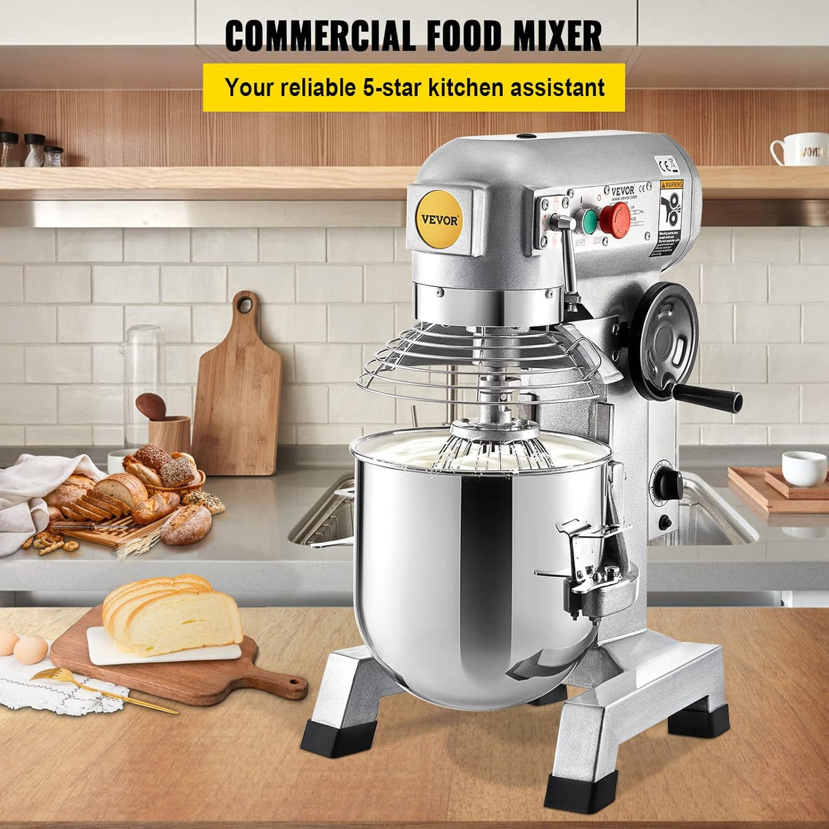 Commercial Food Mixer 10Qt Stainless Steel Bowl 450W 3 Speeds Q496