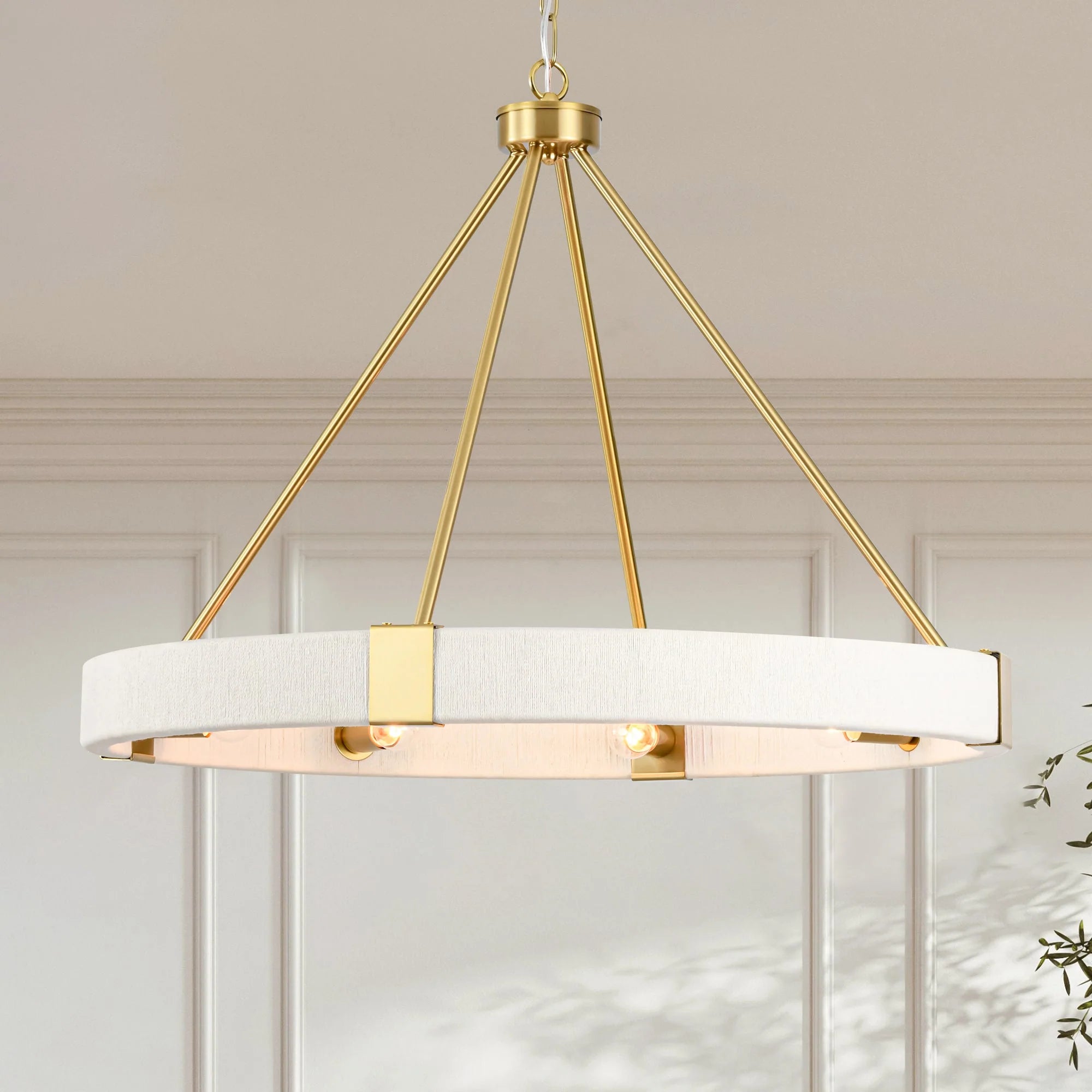 8-Light Dimmable Fabric Ring Chandelier W96533