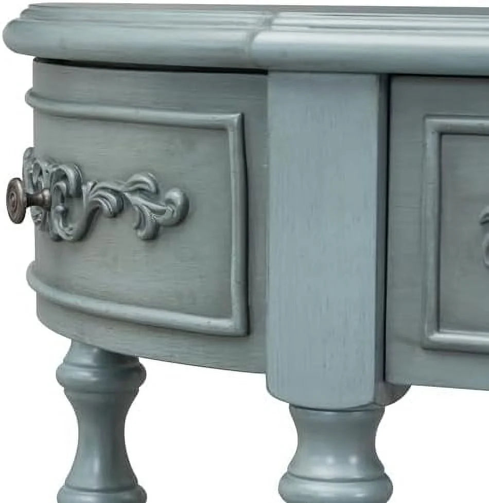 Retro Curved Console Table with 2 Top Drawers and Solid Wooden Frame V199026