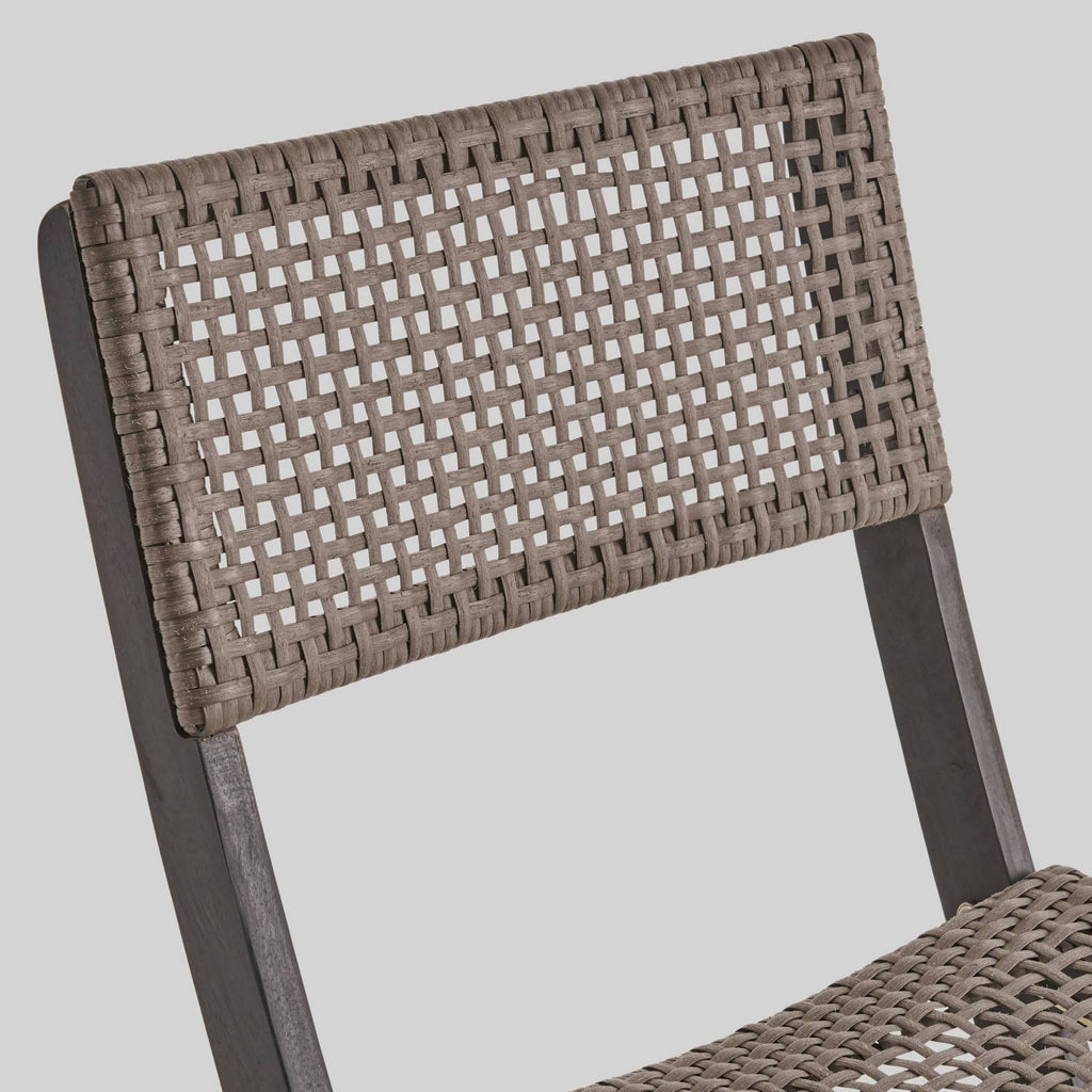 2pk Acacia Wood Foldable Patio Bistro Chairs Gray D594