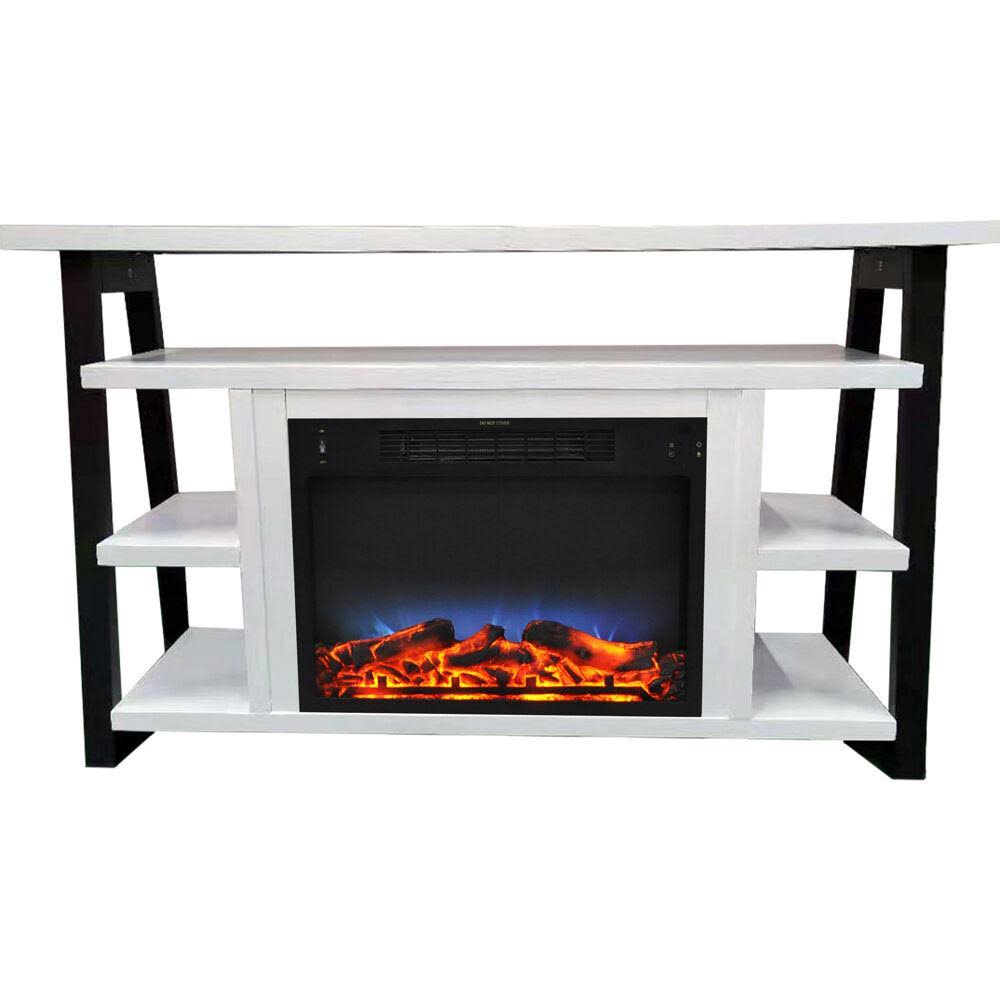 Walnut Electric Fireplace Mantel with LED Flames H404388