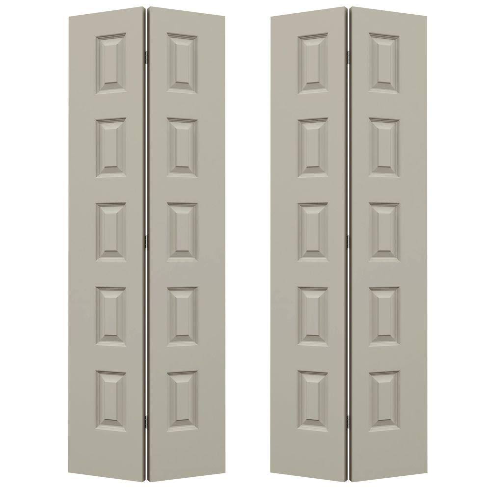 36 in. x 80 in. Desert Sand Painted Molded Composite MDF Closet Bi-Fold Double Door R177968
