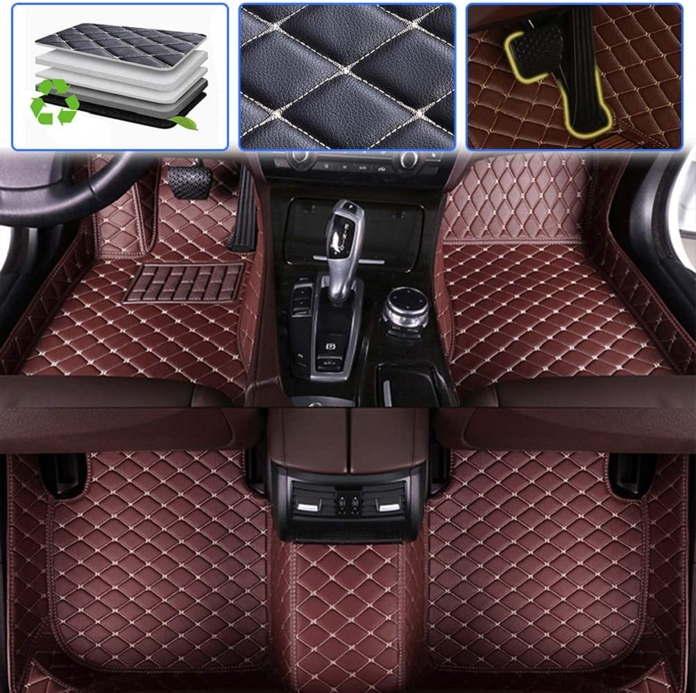 Beige Leather Car Floor Mats Front & Rear Set J834