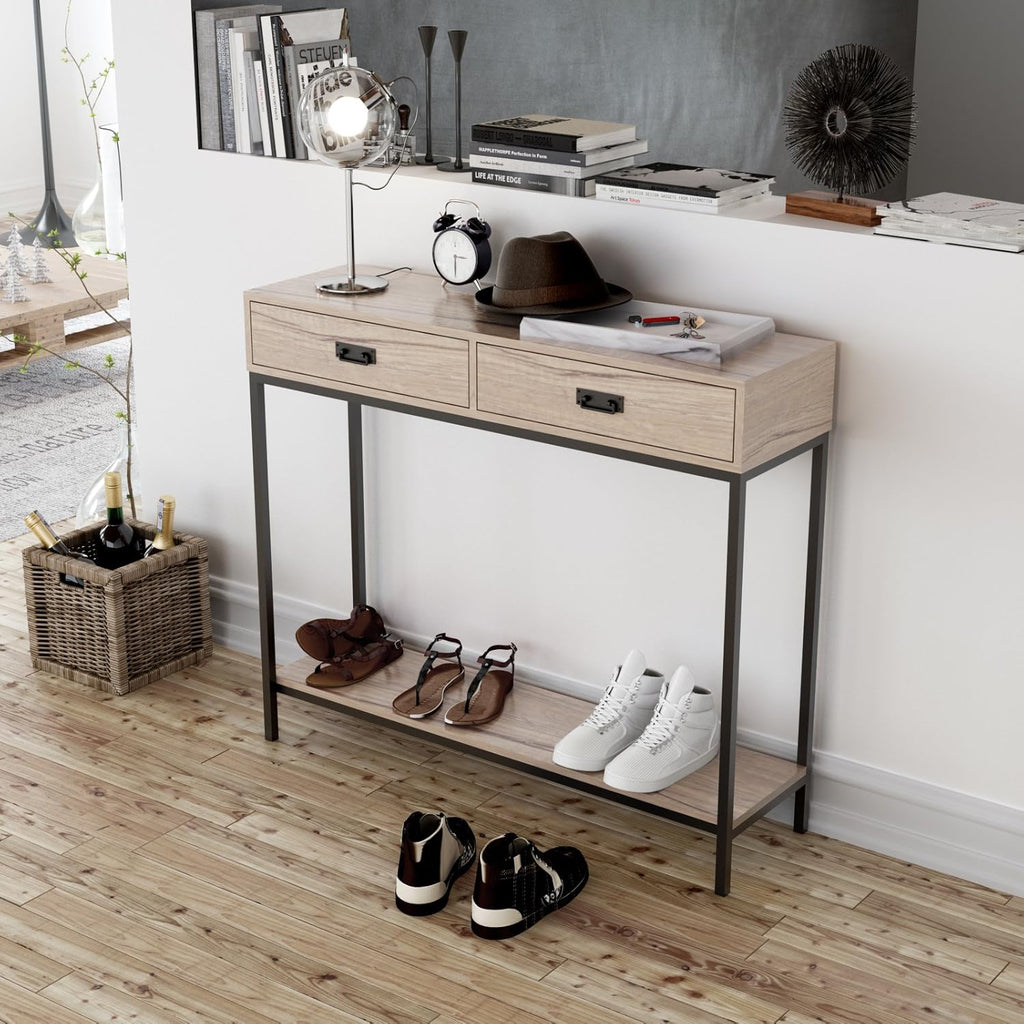 2 Drawer Oak Wood Console Table G42719