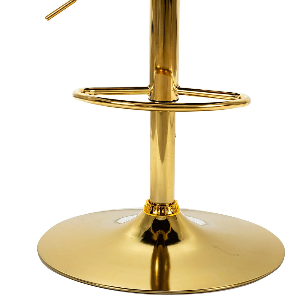 Teal Velvet Swivel Adjustable Counter Height Bar Stool with Footrest Gold Round Base I342