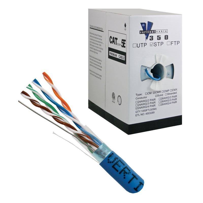 Bulk Shielded Cat5e Ethernet Cable 1000ft Blue X637652