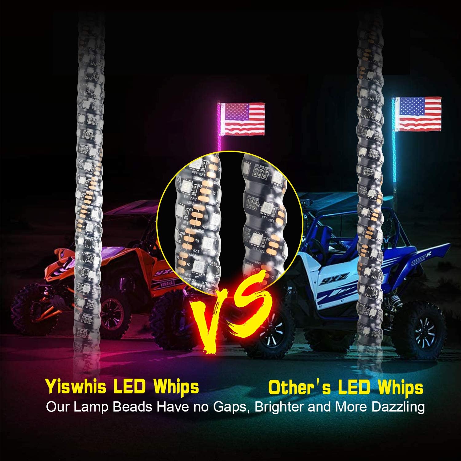 2PCS 4FT Lighted Whips with Remote and App Control T7401