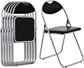 6 Pack Aluminum Folding Chairs with Padded Seats and Carrying Handle, Black L322