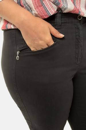 Anthracite Grey Cotton Elastane Plus Size Capris O407