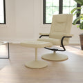 Cream Leathersoft Recliner/Ottoman H1179