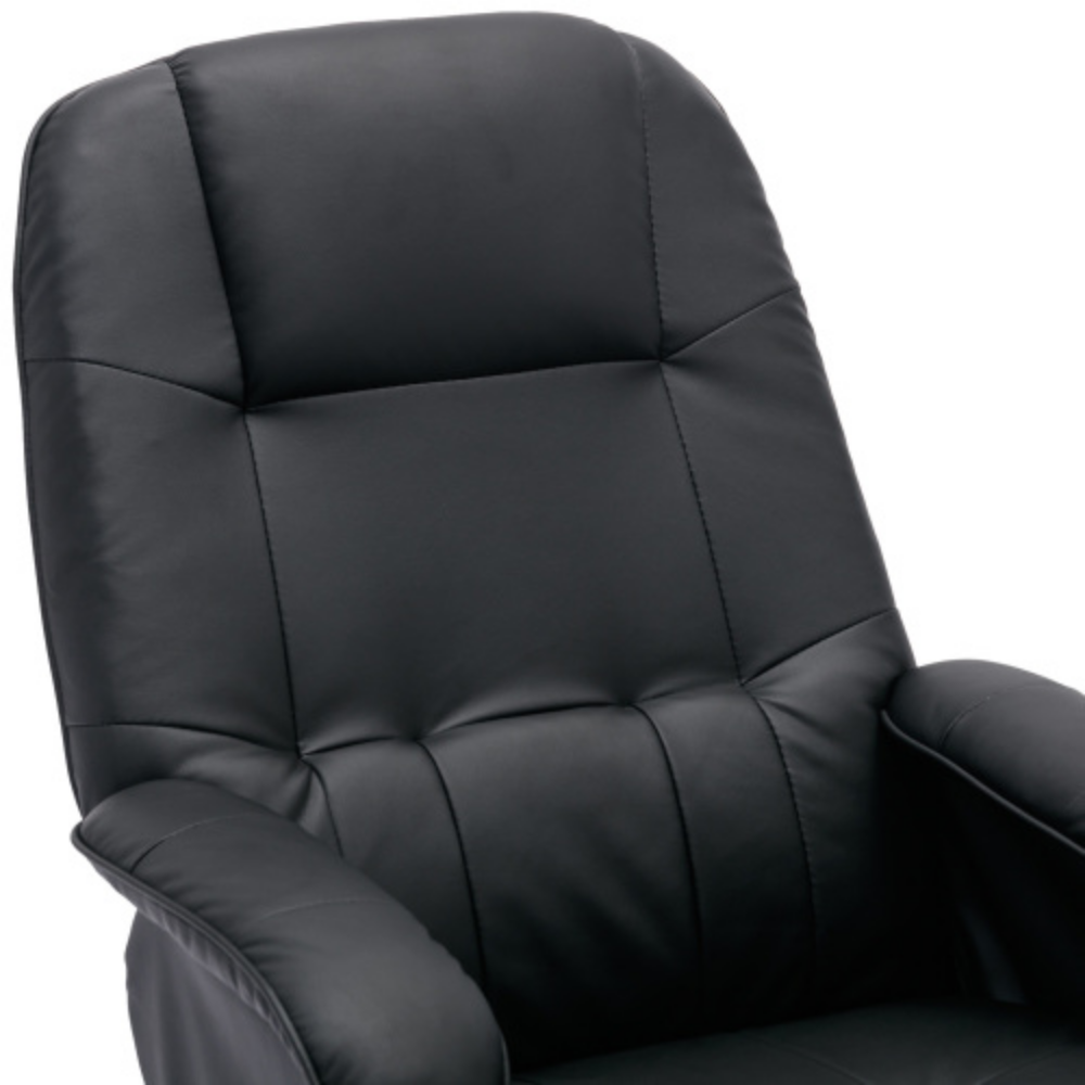 Faux Leather Beige Swivel Recliner Chair with Ottoman and Wood Base I287946