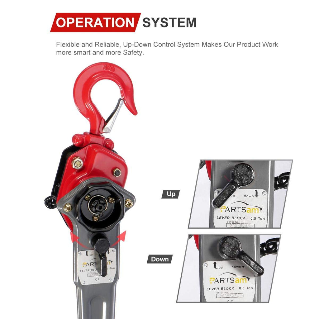 Lever Hoist Come Along 1/2 TON 5FT Lift 2 Heavy Duty Hooks A6097