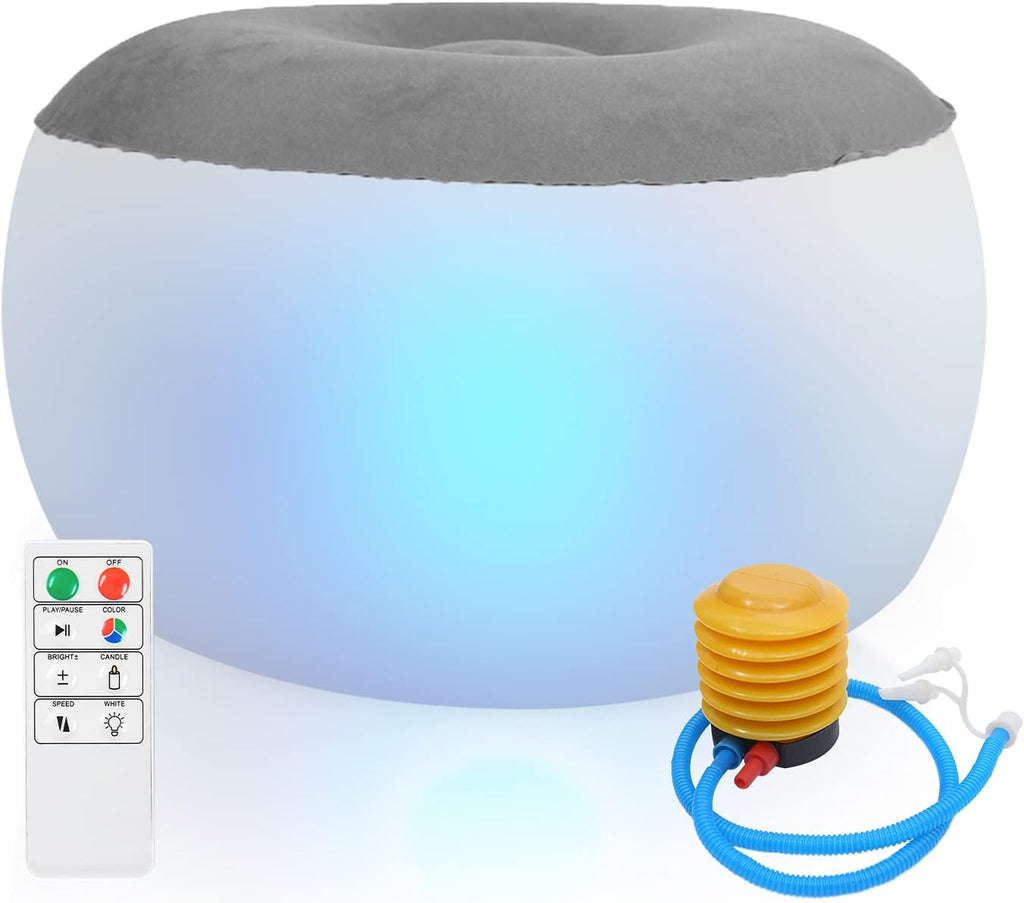 Inflatable Stool Ottoman with Remote Control LED Light and Foot Pump M682988