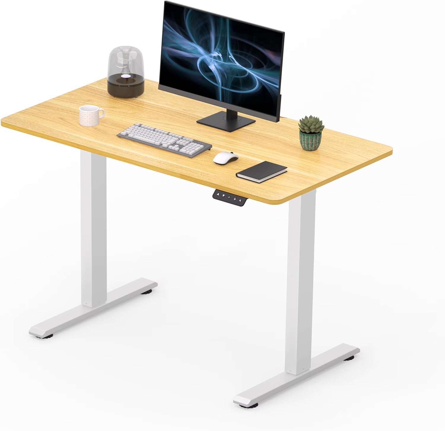 Adjustable Electric Standing Desk, 44 x 24 Inch, Maple Top White Frame S815398