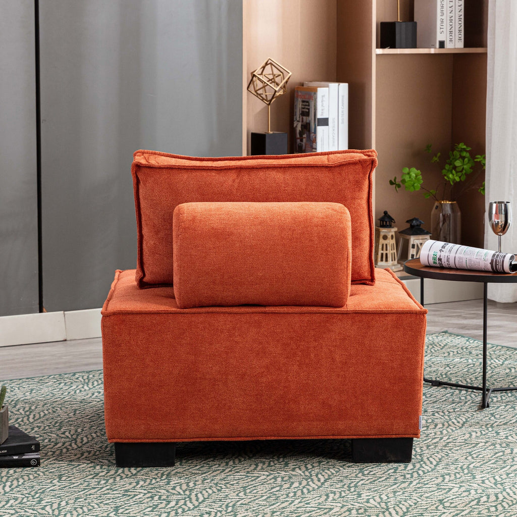 Modern Fabric Armless Modular Sofa Ottoman Orange R457