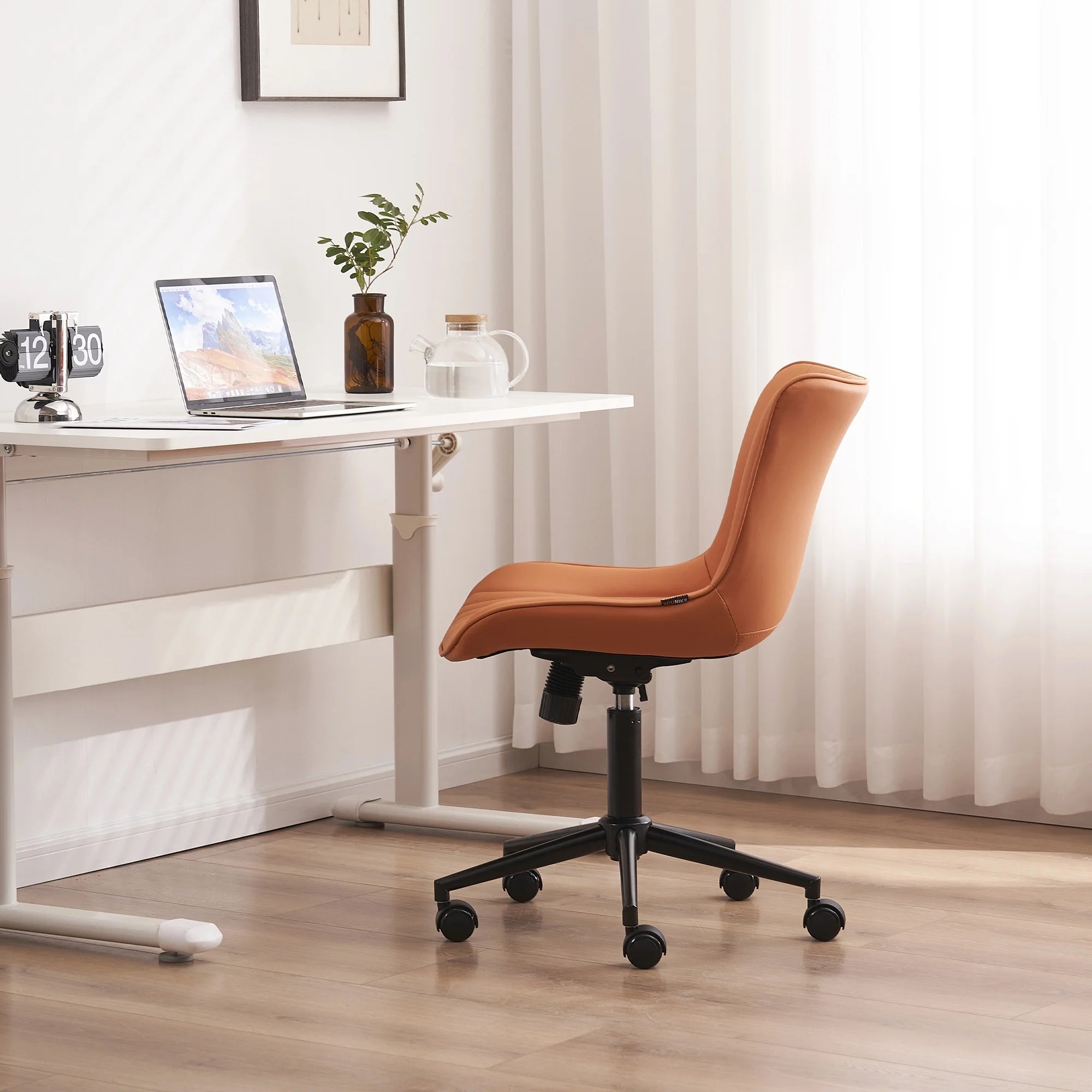 Camel PU Adjustable Ergonomic Office Chair with Wheels N5365