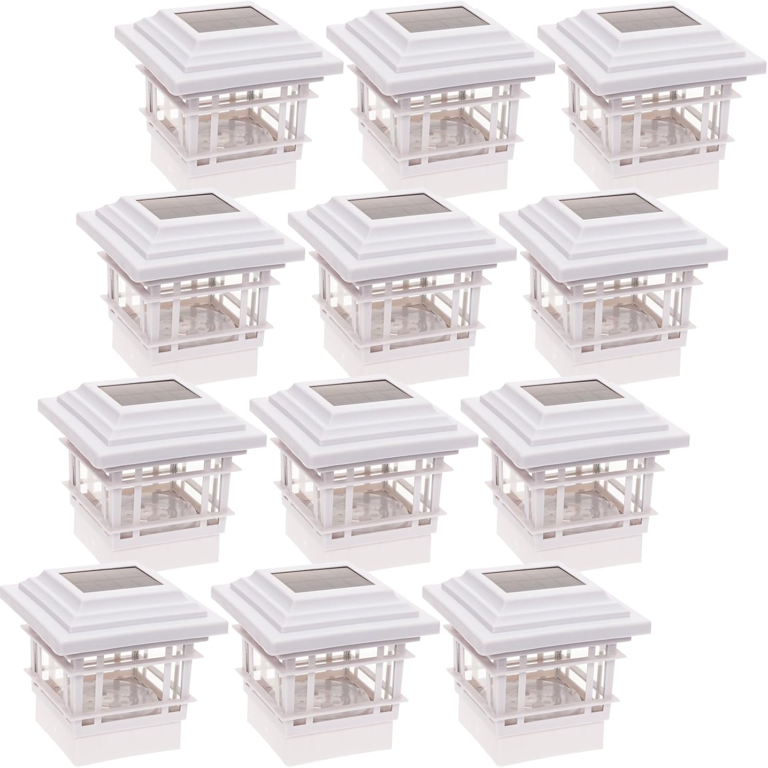 2 Pack White Plastic Solar Post Cap Lights for 4x4 Wood Posts F275901