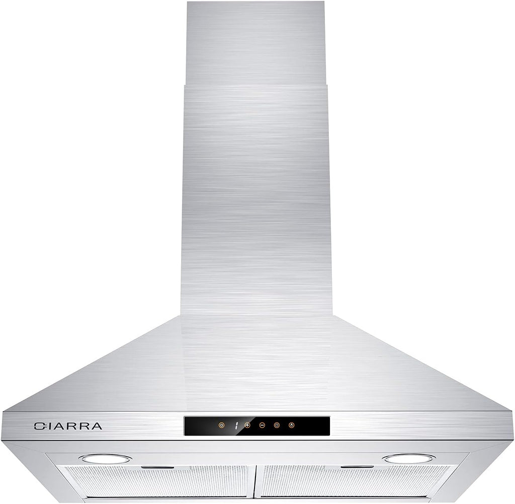 Wall Mount Range Hood 30 inch 450 CFM Ducted and Ductless Convertible T9188