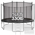 14 FT Trampoline with Ladder, Safety Enclosure, Wind Stakes F432