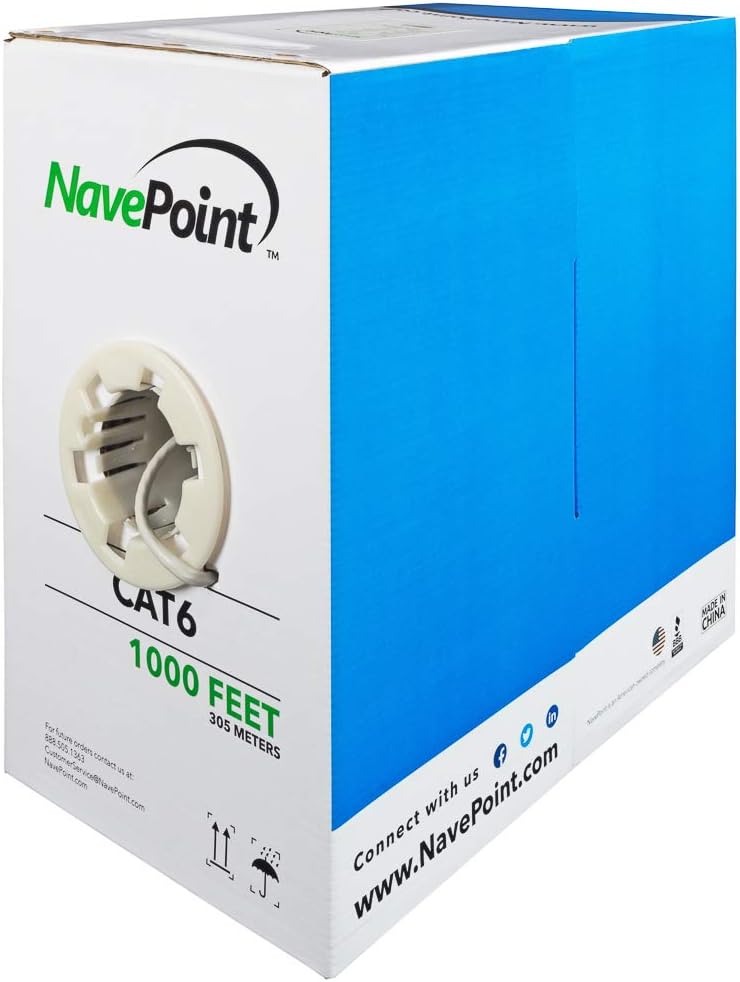 Cat6 White Solid Bulk Ethernet Cable 1000ft 23AWG 4 Pair UTP T176