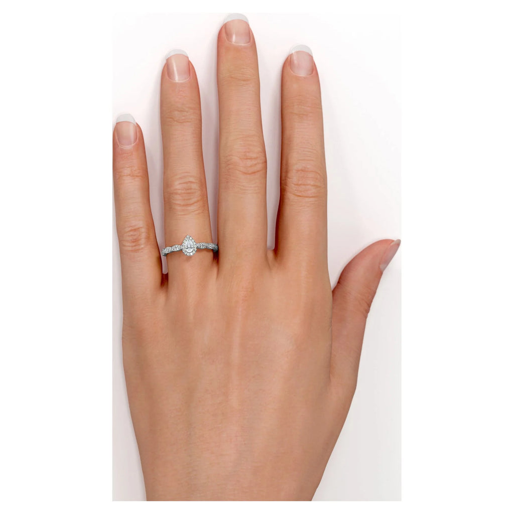 10K White Gold Pear Cut Diamond Engagement Ring O348369