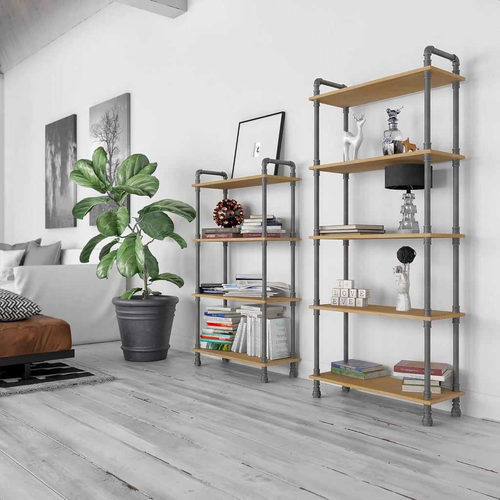 Natural Solid Pine 4-Tier Wood Bookshelf N967212