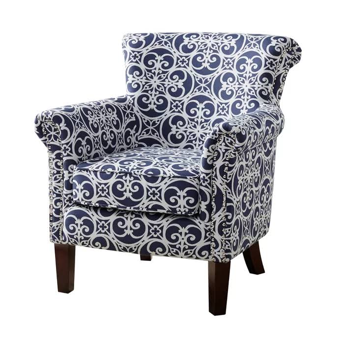 Navy/White Armchair L235