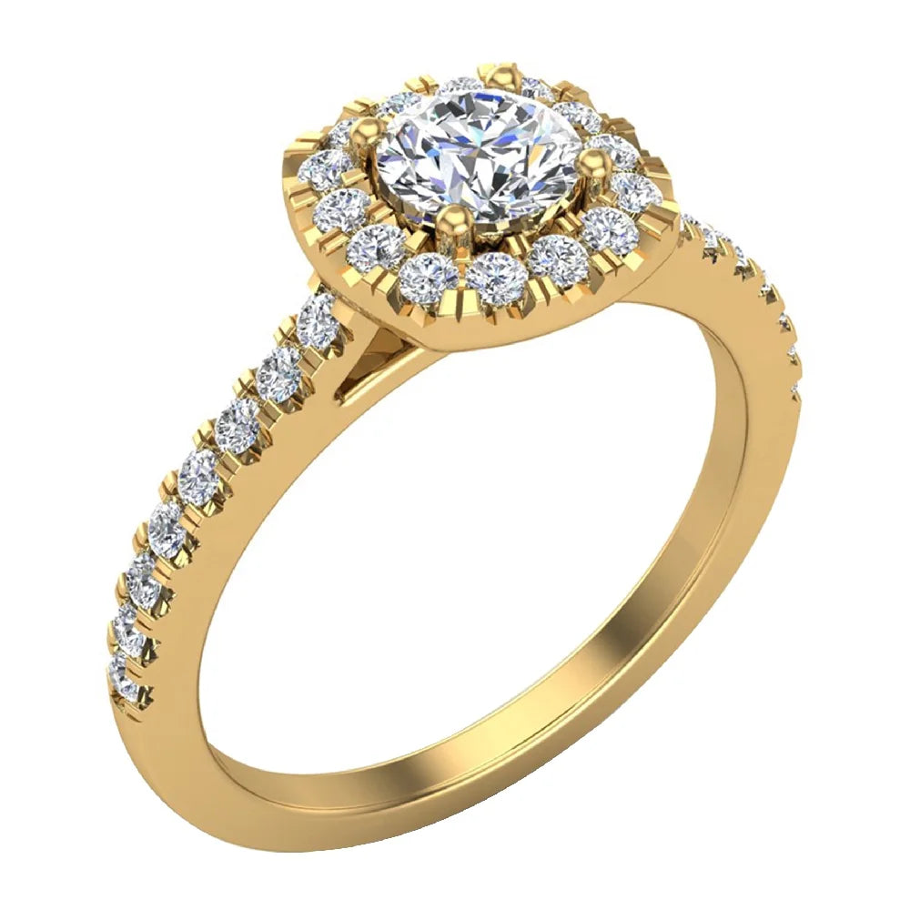 14K Gold 0.75 Carat Halo Diamond Ring E527942