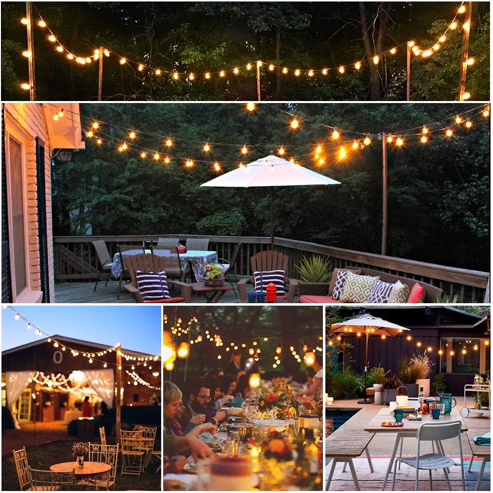 96 FT WarmWhite LED Outdoor String Lights, 34 Bulbs, 2 Pack 48FT B77947