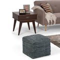 Genuine Leather Square Pouf - Grey G6956