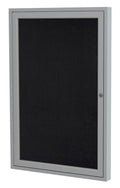 Black 1-Door Enclosed Recycled Rubber Bulletin Board C978