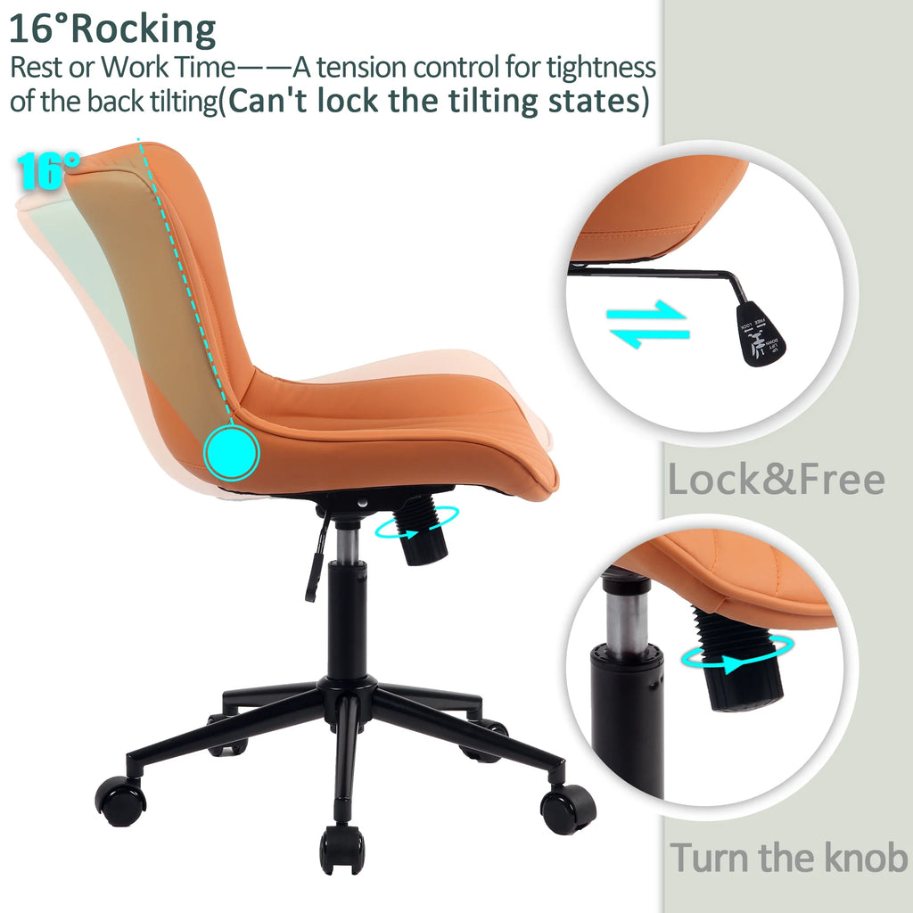 Camel PU Adjustable Ergonomic Office Chair with Wheels N5365