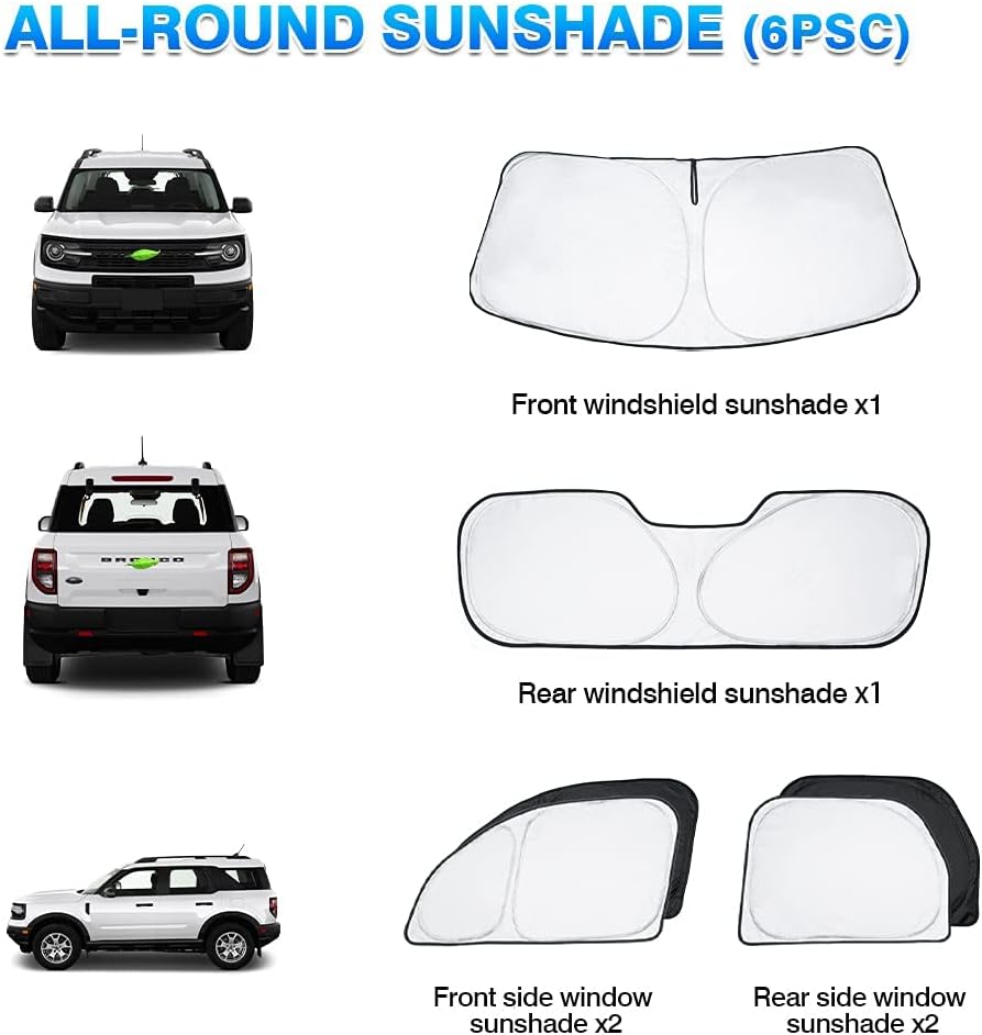 Custom Fit Sun Shade Windshield Sunshade Front Window Shades Rear Windows Cover Full Set 6PCS Pack of 2 S215