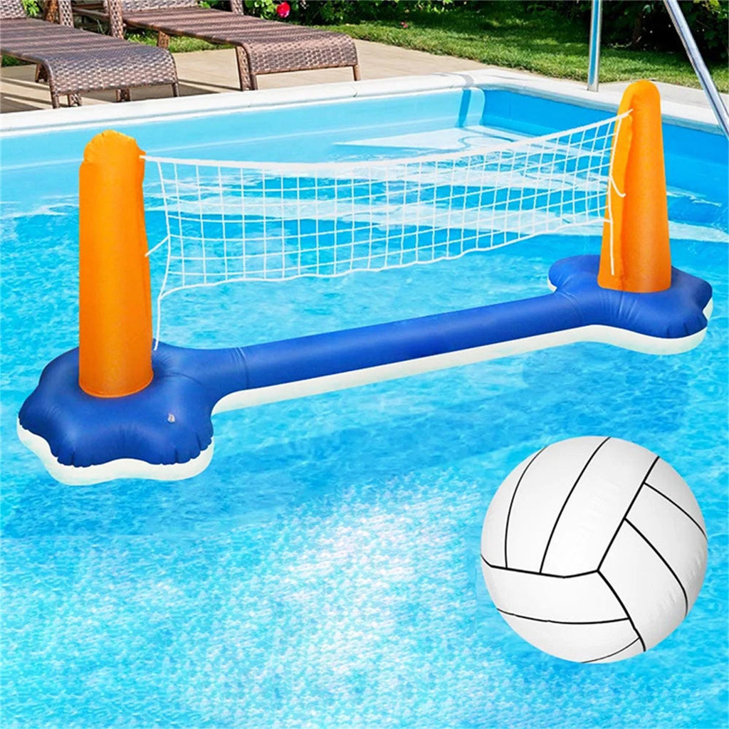 Inflatable Pool Float Set with Volleyball Net and Basketball Hoops I57051