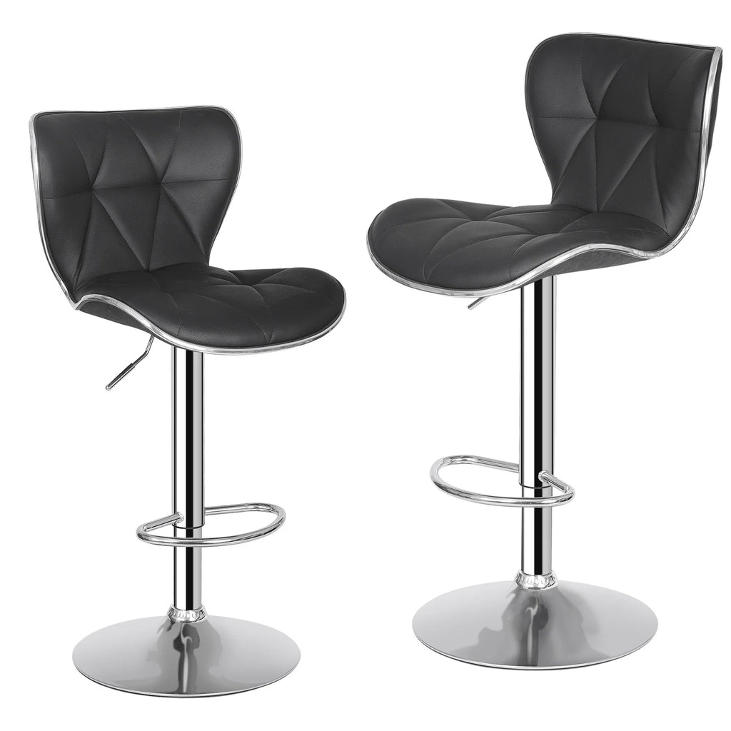 2 Pcs Adjustable Swivel PU Leather Bar Stools W8928