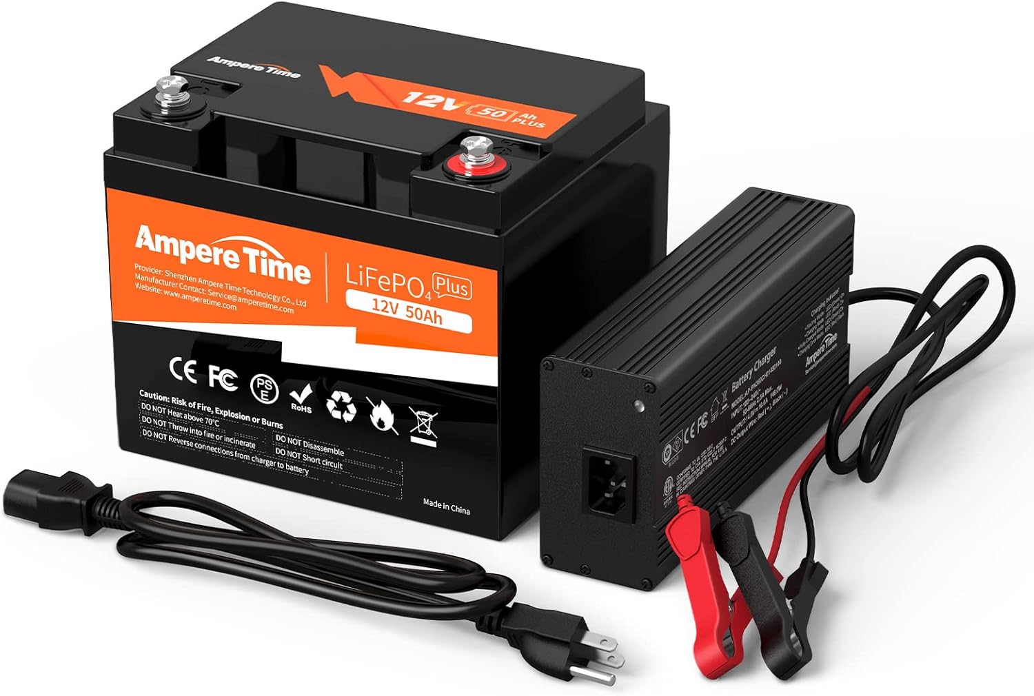 12V 50Ah LiFePO4 Battery with 14.6V 10A Charger G238182