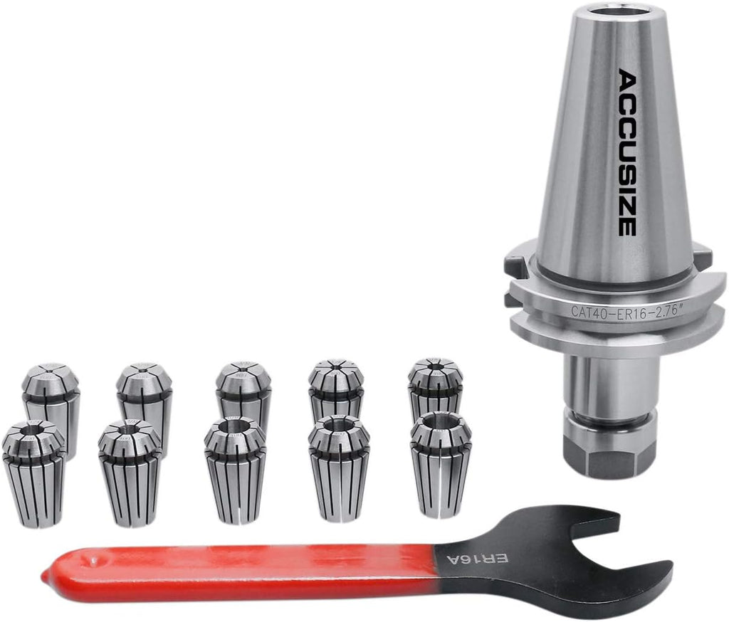 Cat40 Shank 10 Pc Er16 Collet Set with Wrench in Fitted Box K7285