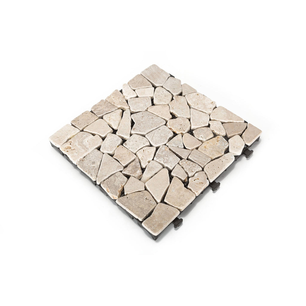 Natural Travertine Stone White Deck Tile, 6 PC Set A77881
