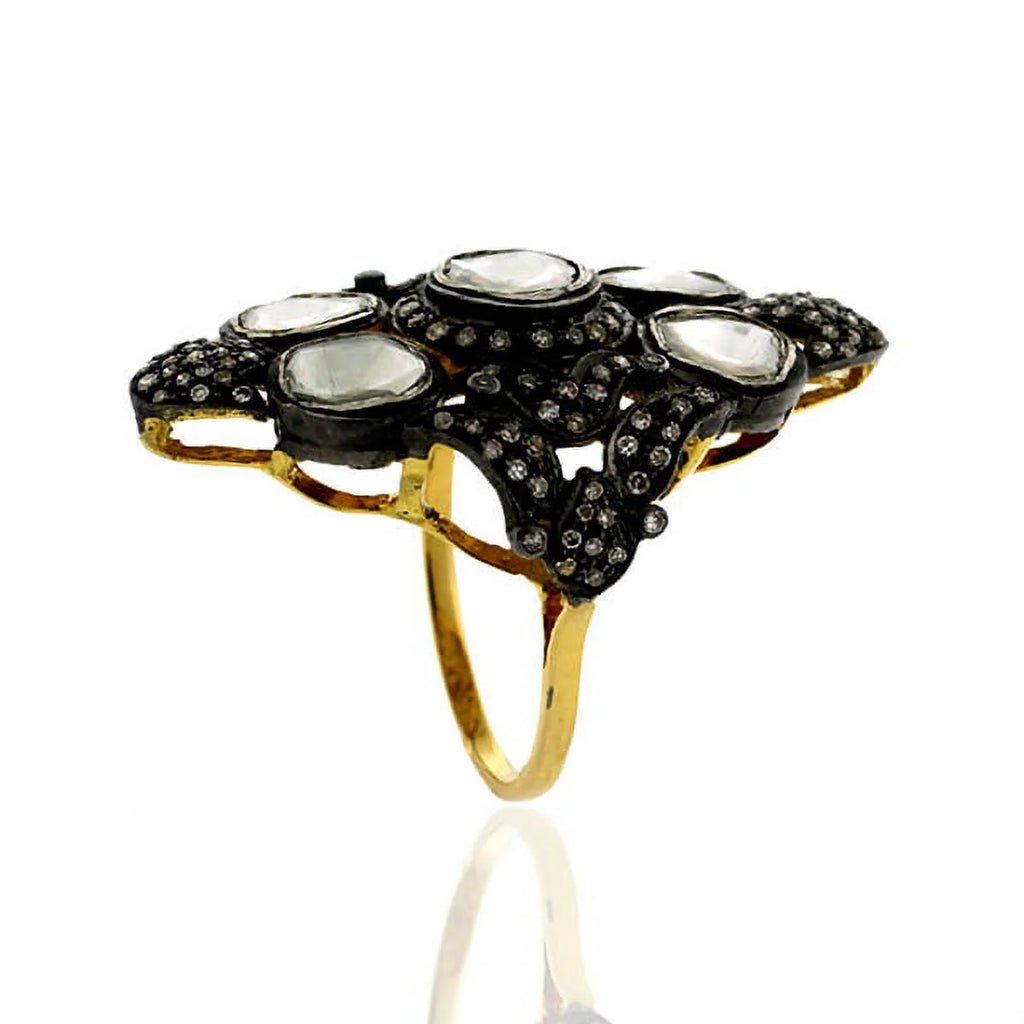 18k Gold Ring 925 Sterling Silver Jewelry I61844