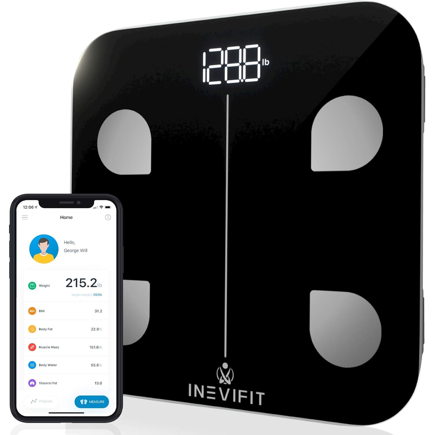 Smart Body Fat Scale Bluetooth Digital Bathroom Body Composition Analyzer F881745