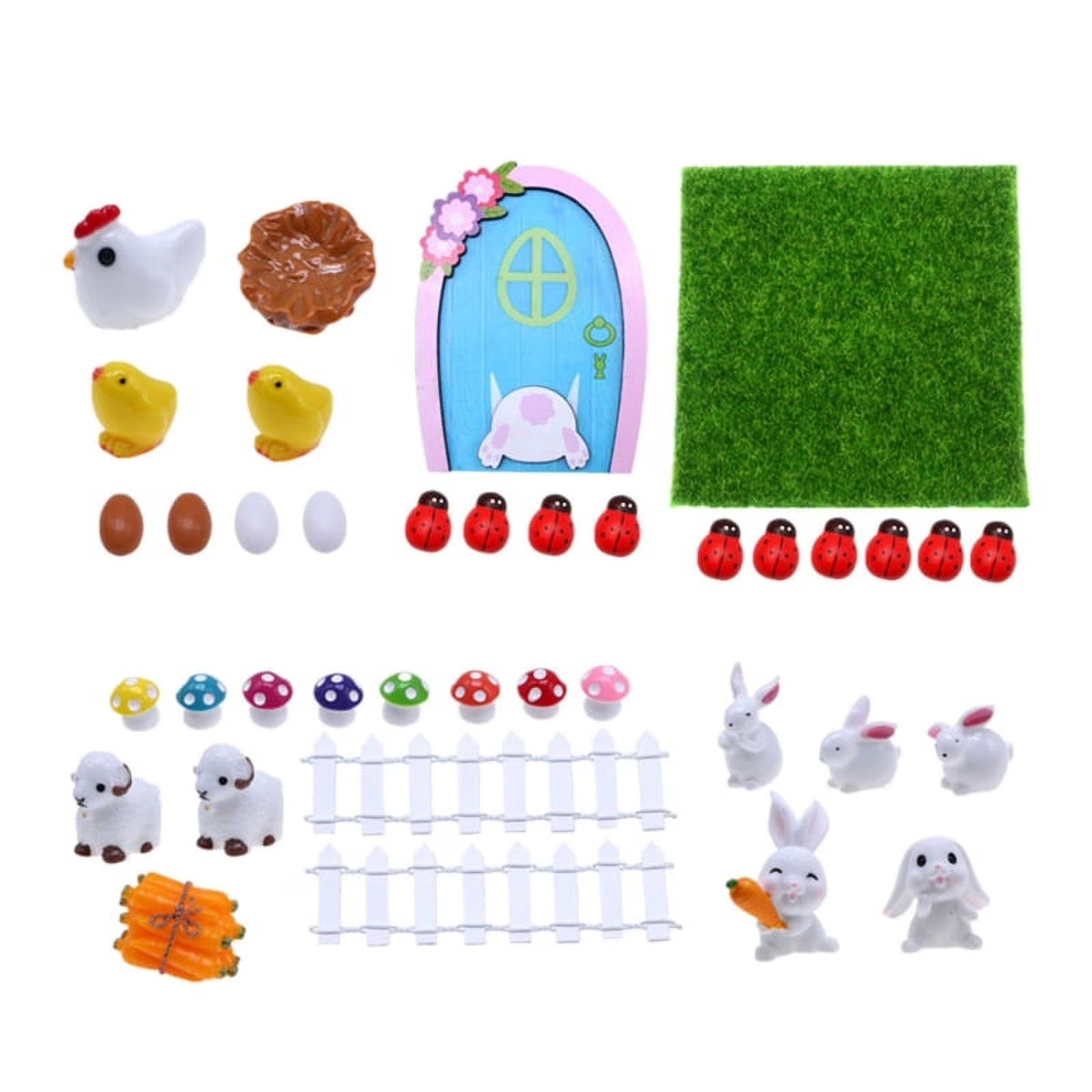 Dollhouse Miniature Easter Rabbit Garden Chick Door I766