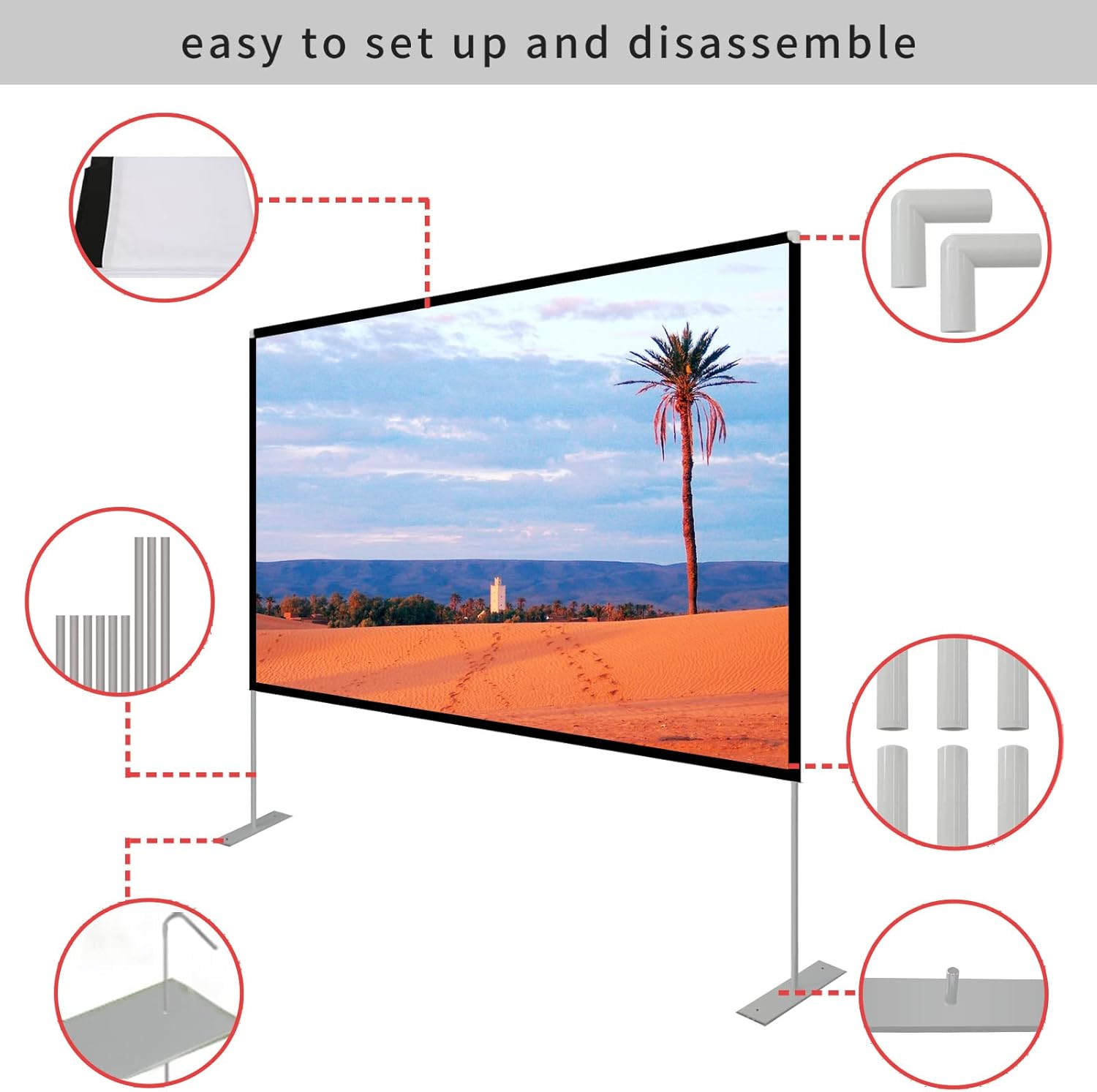 120 inch Portable Projection Screen with Stand and Carry Bag X8364