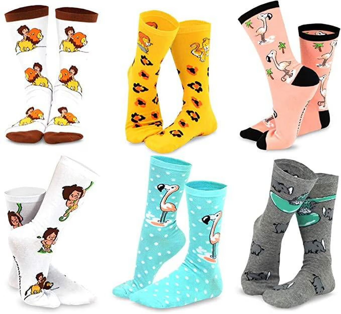 6 Pair Cartoon Animal Crew Socks F457
