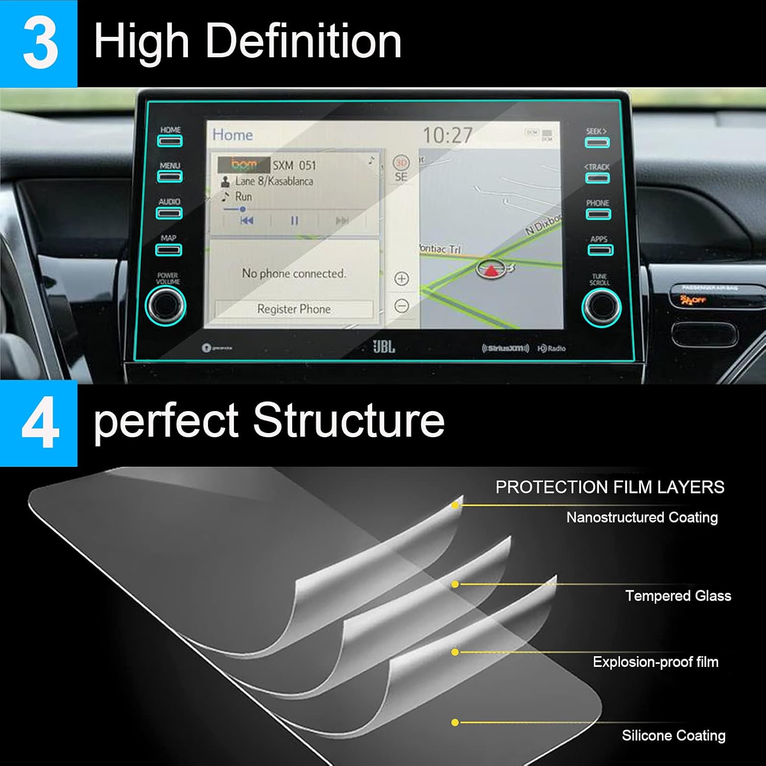 9-Inch Tempered Glass Screen Protector Pack of 2 B370