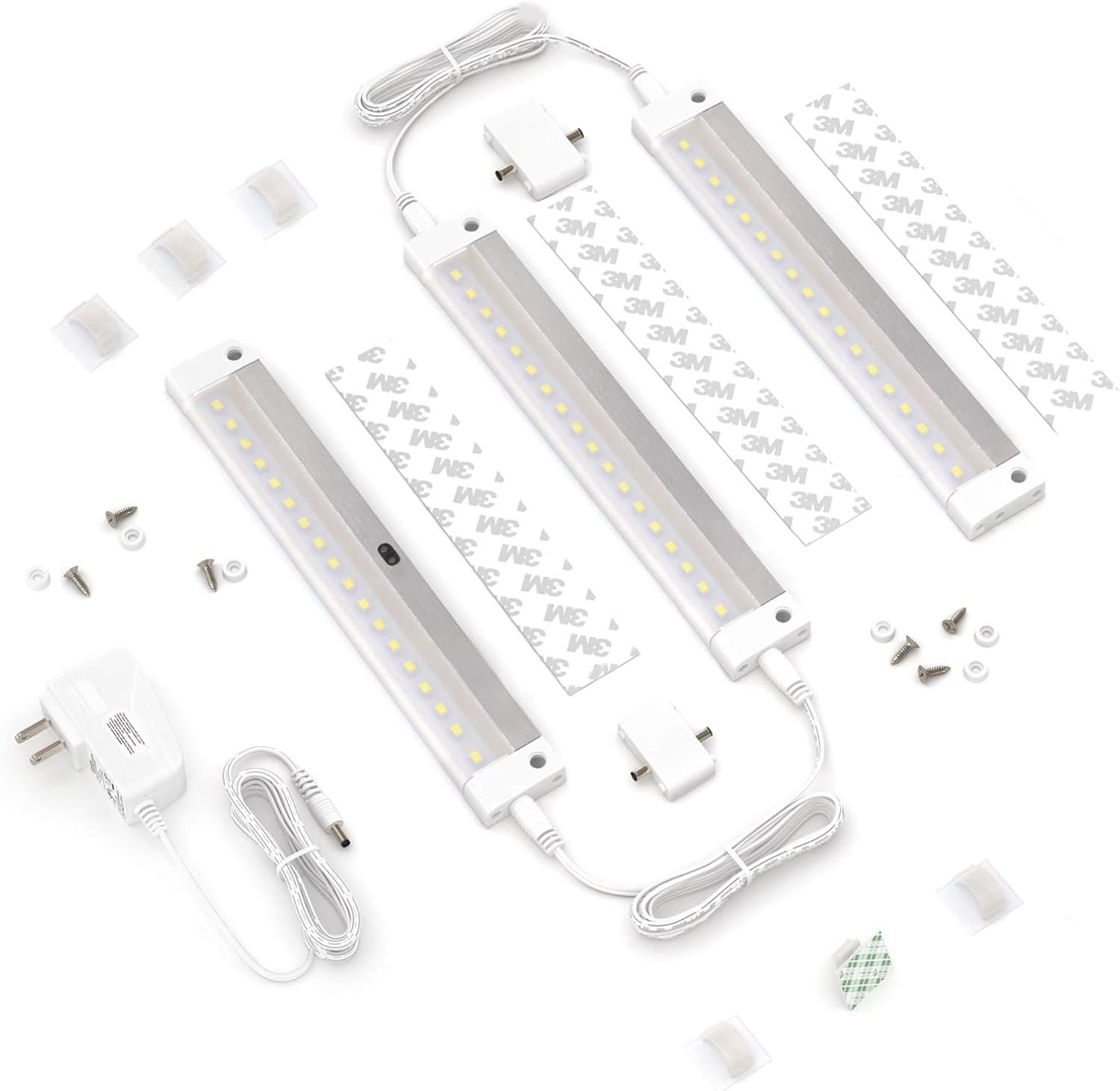 White Finish 6 Panels 7 inch LED Dimmable Under Cabinet Lighting Kit I8632