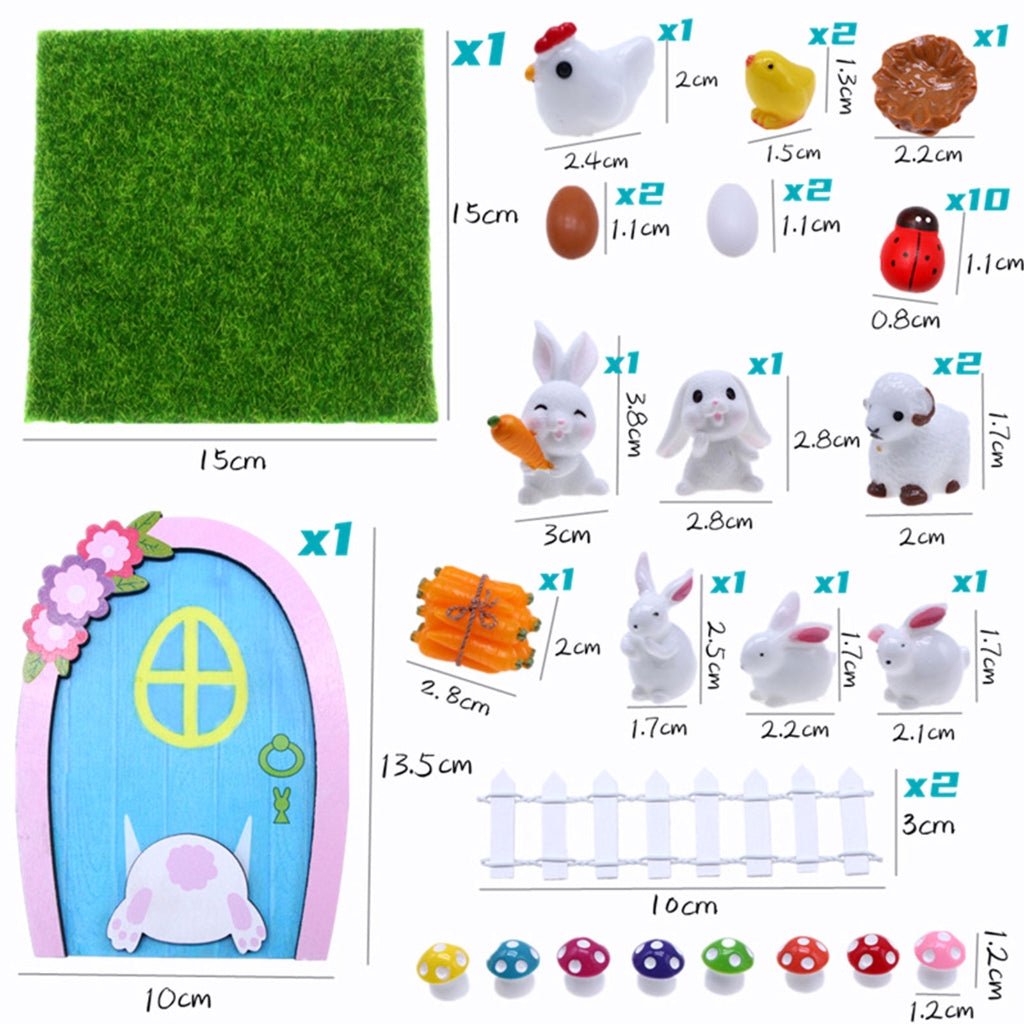 Dollhouse Miniature Easter Rabbit Garden Chick Door I766