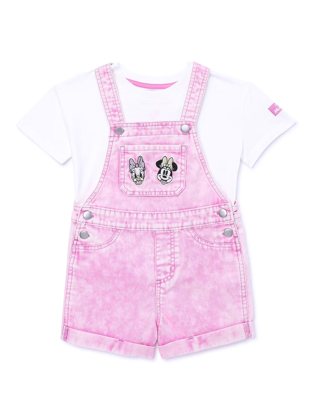 Toddler Girls Top and Denim Shortalls M4212