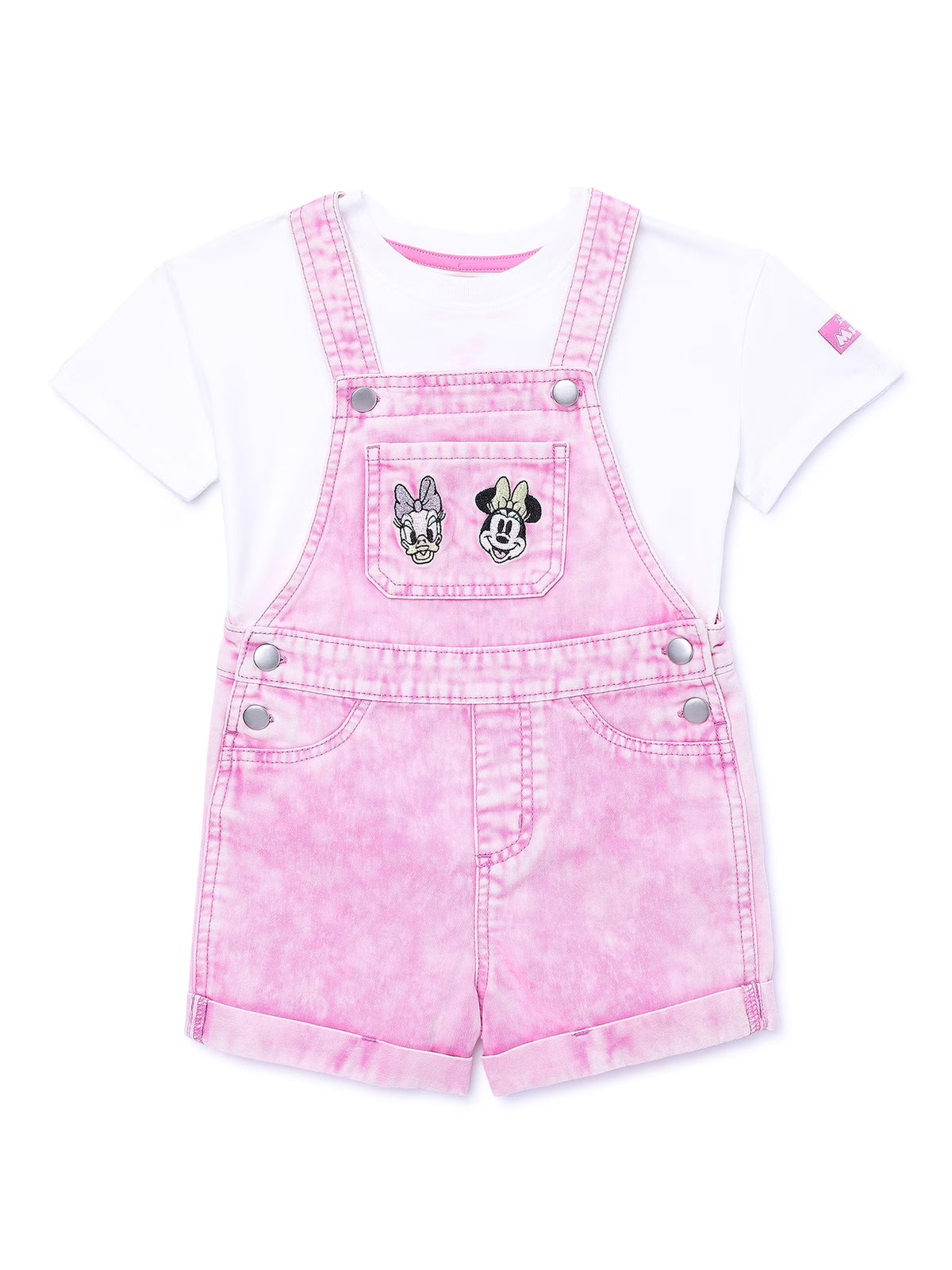 Toddler Girls Top and Denim Shortalls M4212